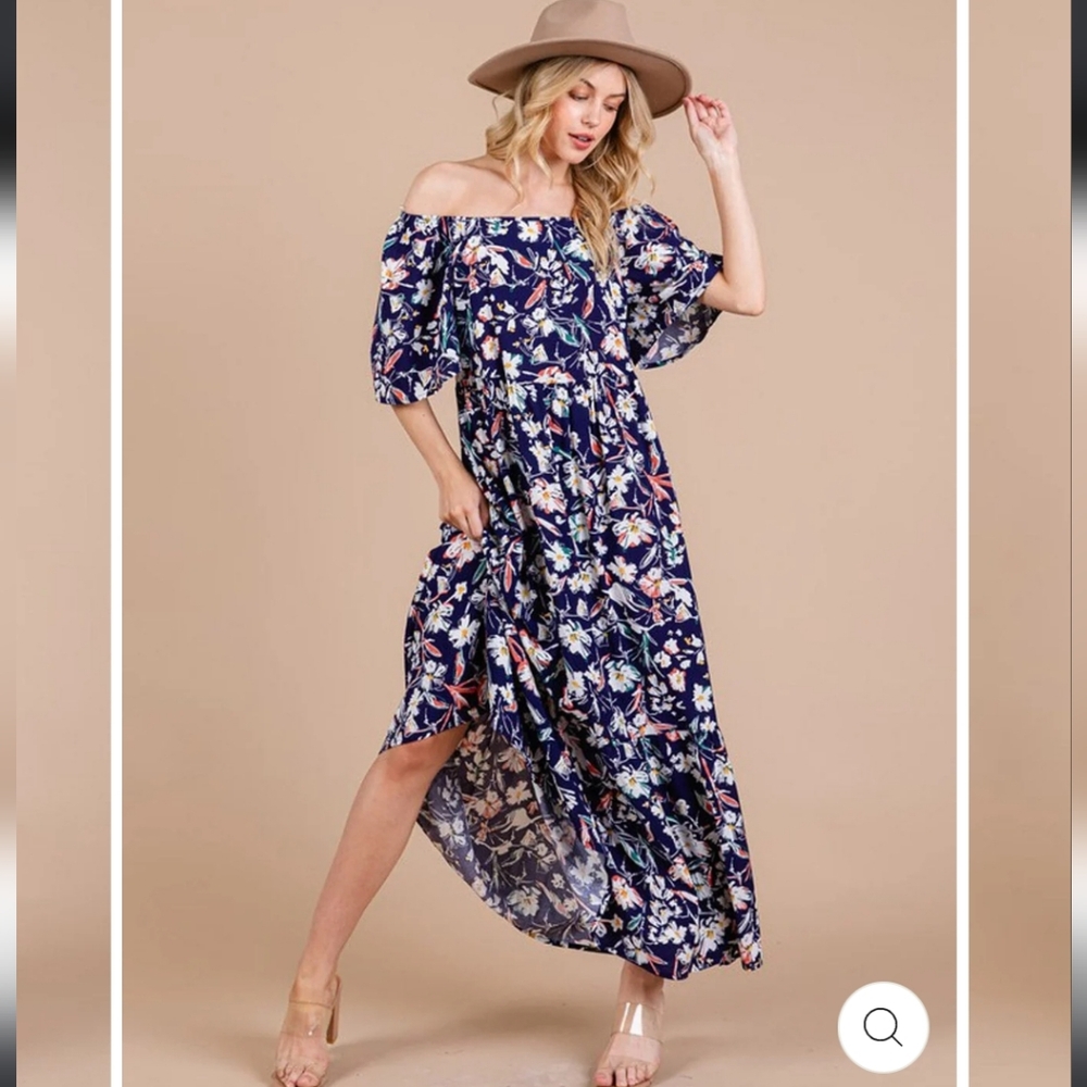 123 Floral Off-Shoulder Maxi Dress